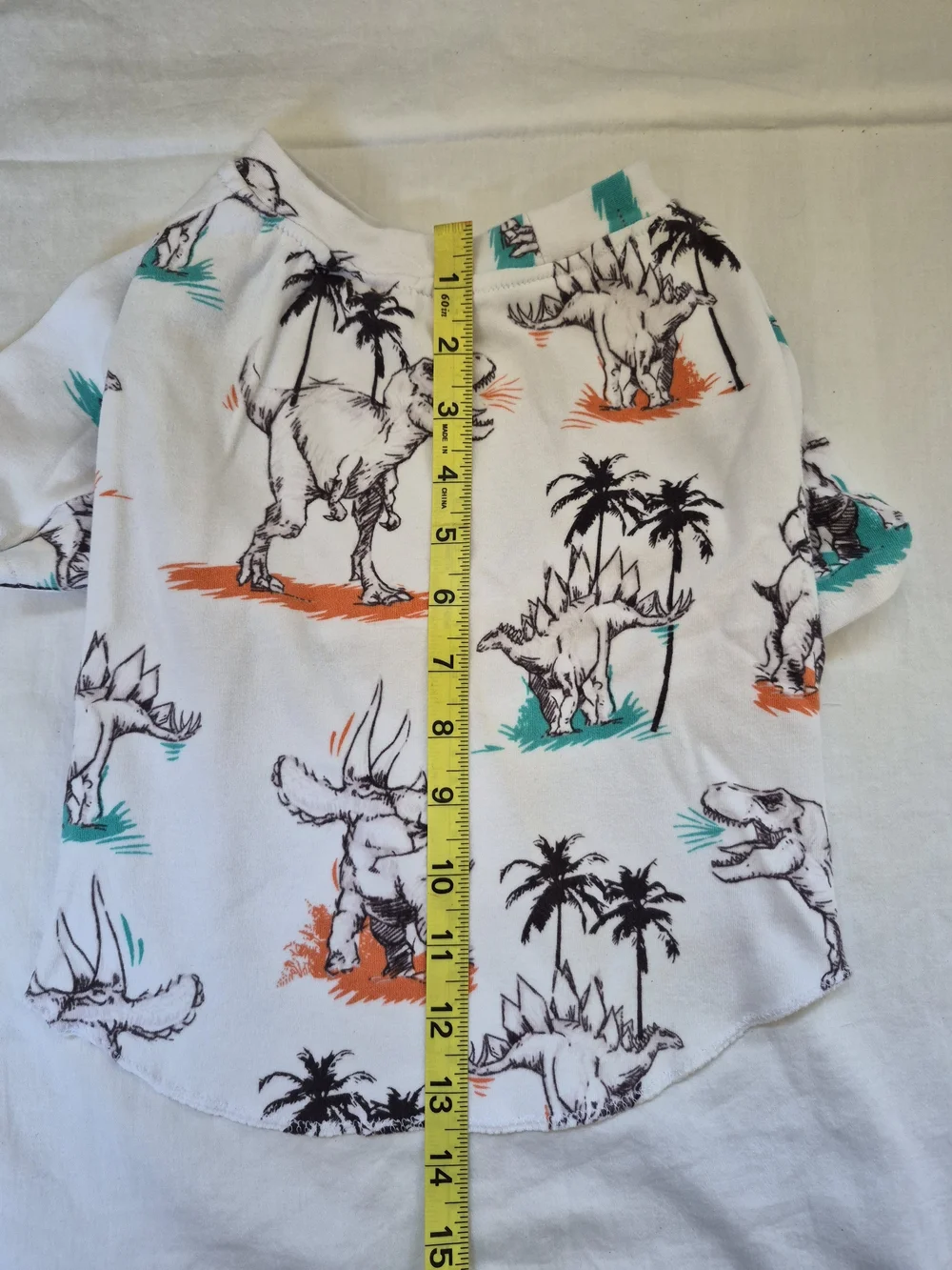 White Dog Tee - Dino Print
